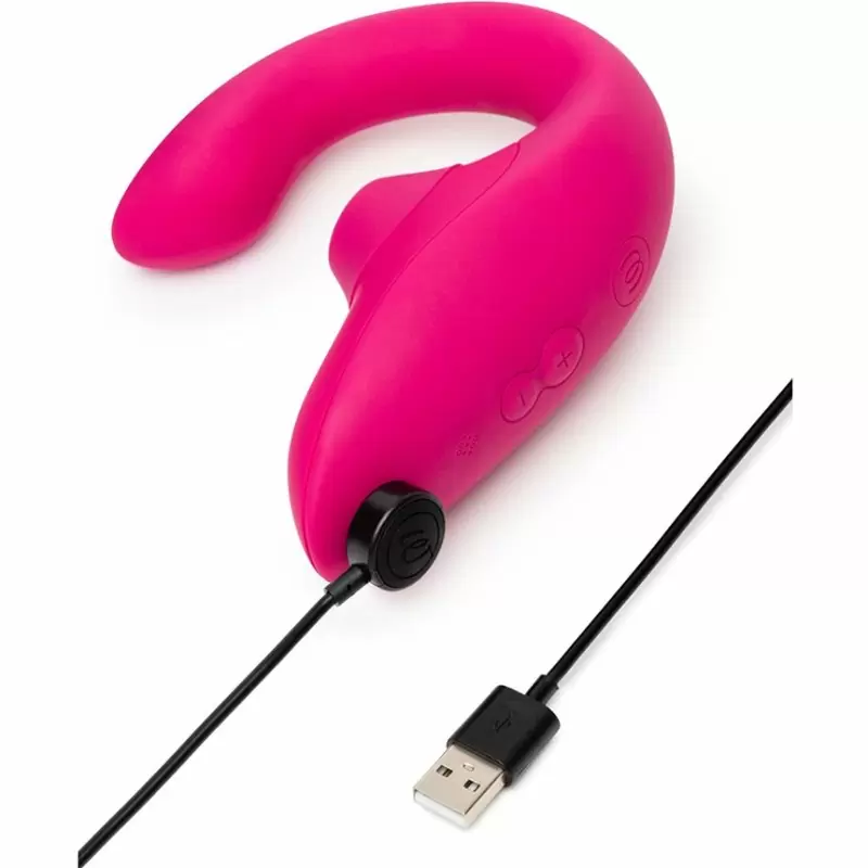 Компактный вибратор-кролик Womanizer Blend с бесконтактной клиторальной стимуляцией, 13,8 см, малиновый