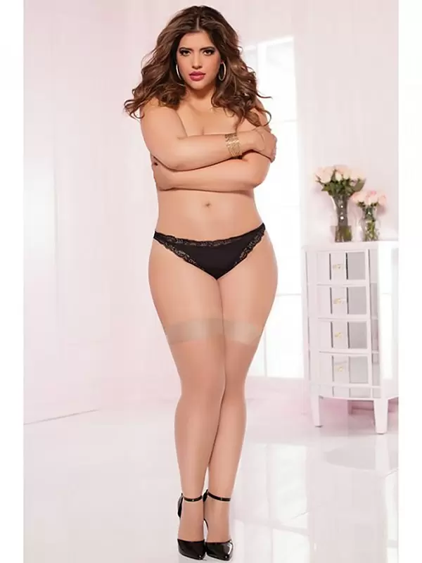 Классические чулки Seven’til Midnight с широкой резинкой – телесный, Queen Size