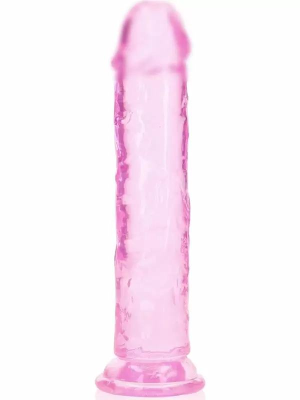 Реалистичный фаллоимитатор RealRock Straight Realistic, 20 см, ТПЕ, прозрачный розовый