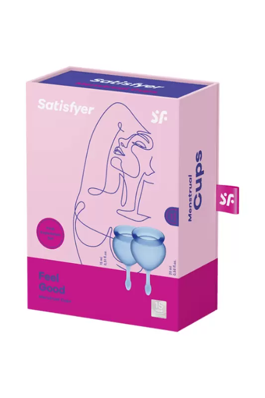 Набор менструальных чаш Satisfyer Feel good Menstrual Cup, 15 и 20 мл, силикон, синий