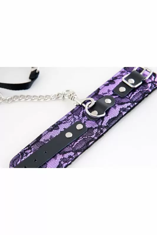 Кружевной набор ошейник и наручники TOYFA Marcus – пурпурный