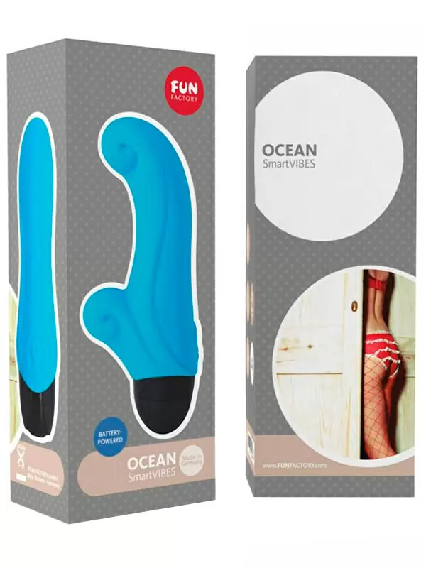 Фактурный вибратор-кролик Fun Factory Ocean 6 режимов, силикон, голубой