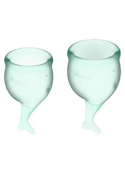 Набор менструальных чаш Satisfyer Feel secure Menstrual Cup, 15 и 20 мл, силикон, светло-зеленый