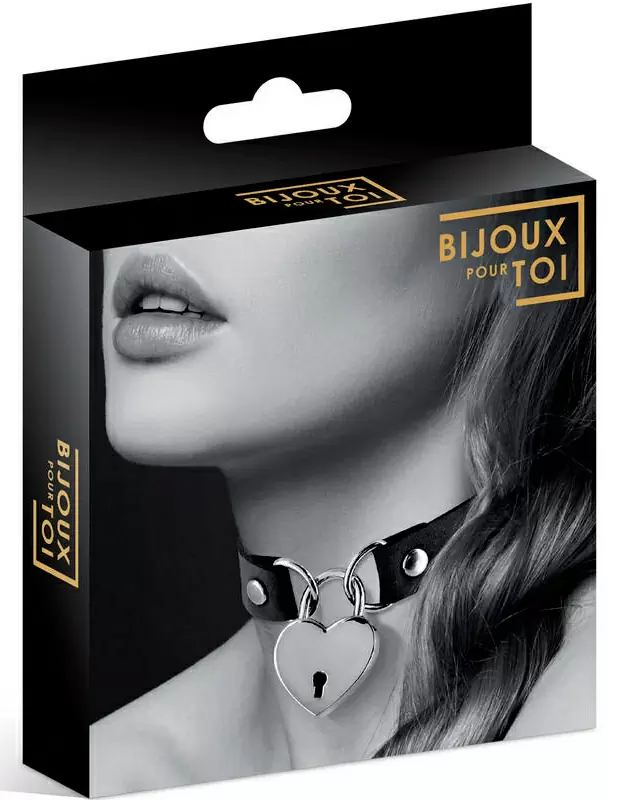 Элегантный чокер Concorde COLLIER PENDENTIF COEUR NOIR, с металлическим замочком в виде сердца, 34 см, черный