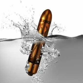 Золотая вибропуля с принтом «Daydream gold» Rock Off. 9 см, ABS-пластик