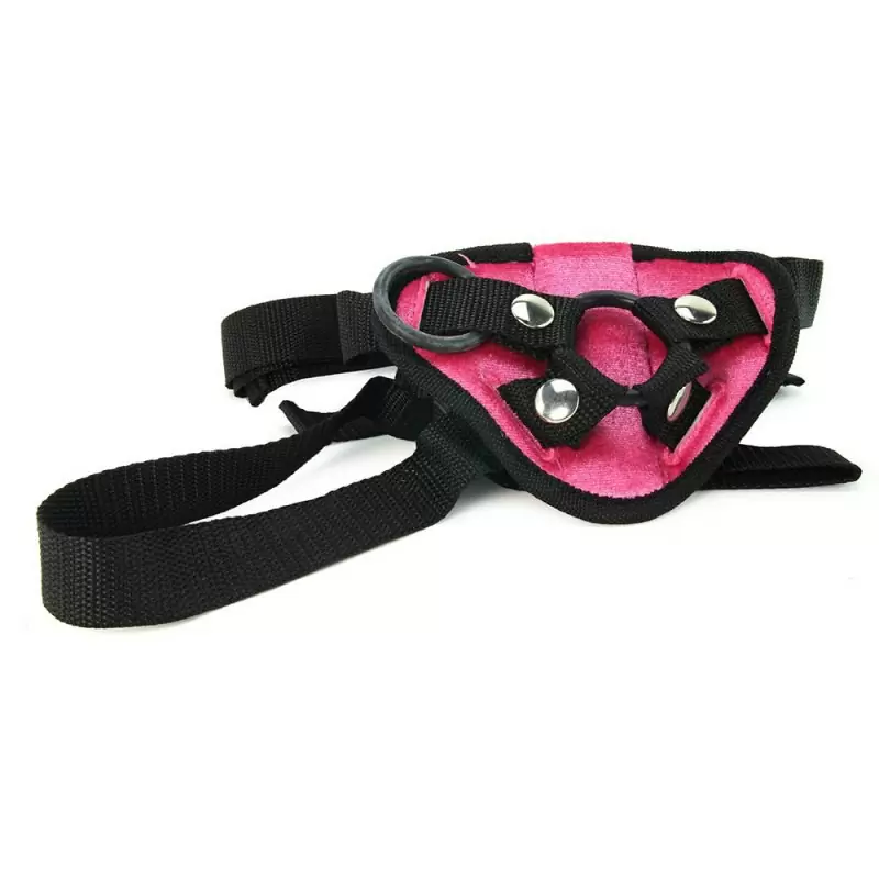 Плюшевые трусики для страпона Pink Velvet Strap-on Harness – розовый с черным