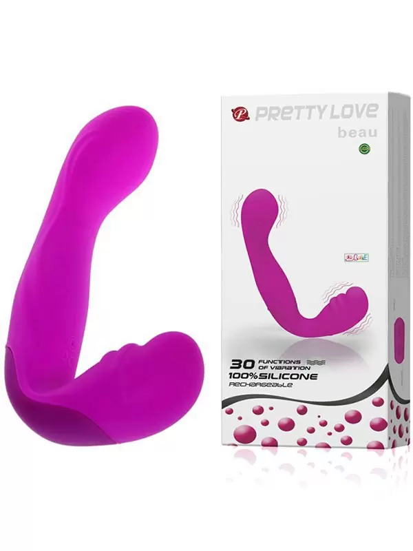 Стильный безремневой страпон Beau с вибрацией – розовый