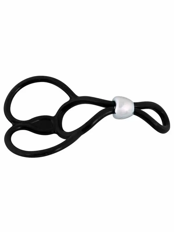 Эрекционное лассо Triple Ball- und Cockring, с подхватом мошонки, 13 см, силикон, черный