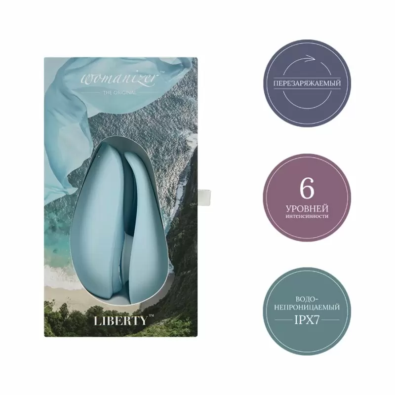 Компактный вакуумный стимулятор клитора Womanizer Liberty - голубой