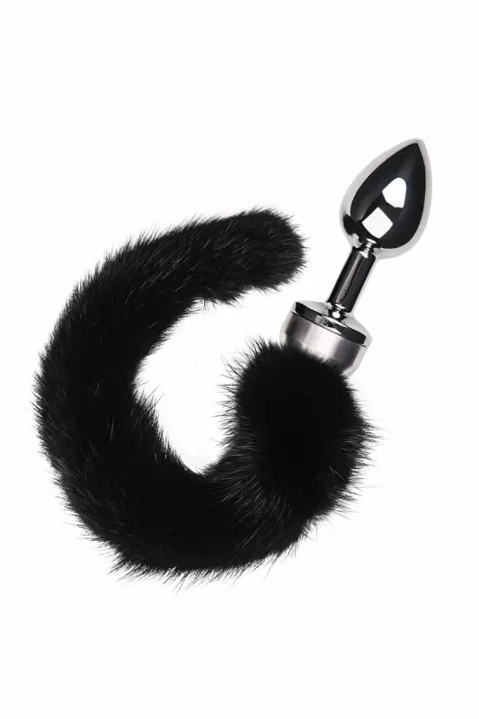 Маленькая анальная пробка с хвостом TOYFA Metal – чёрный