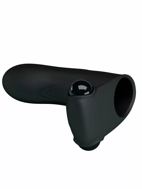 Компактная вибронасадка на палец PrettyLove Adonis, 8,2 см, силикон, черный