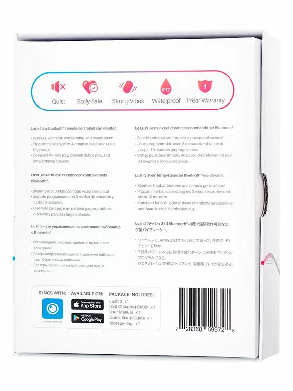 Интерактивное виброяйцо Lovense Lush 3, программируемое управление со смартфона, 7,6 см, силикон