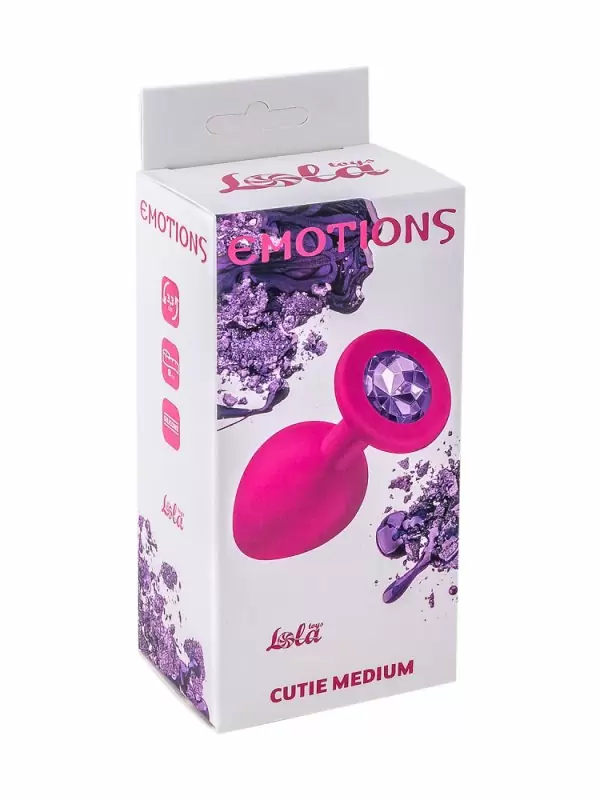 Анальная пробка Emotions Cutie Medium Pink dark purple crystal 4012-02Lola