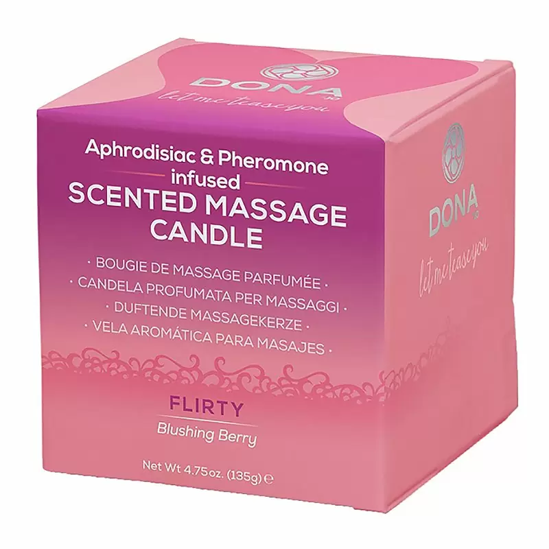 Массажная свеча Dona Let Me Tease You Flirty с феромонами – ягодный, 135 г