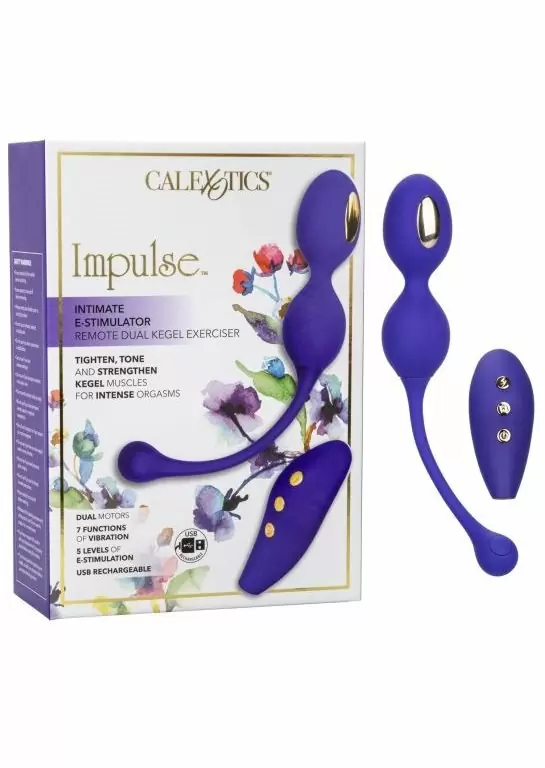 Двойные вагинальные шарики Impulse Intimate E-Stimulator Dual Kegel, с электростимуляцией, 10,25 см, фиолетовый