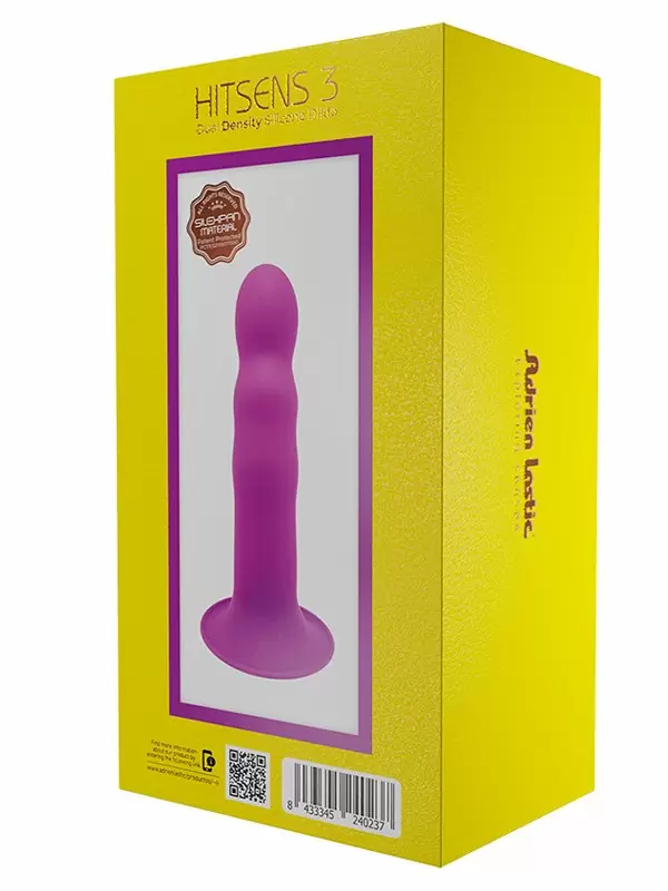 Рельефный фаллоимитатор Adrien lastic Hitsens 3, 18,2 см, силикон, фиолетовый