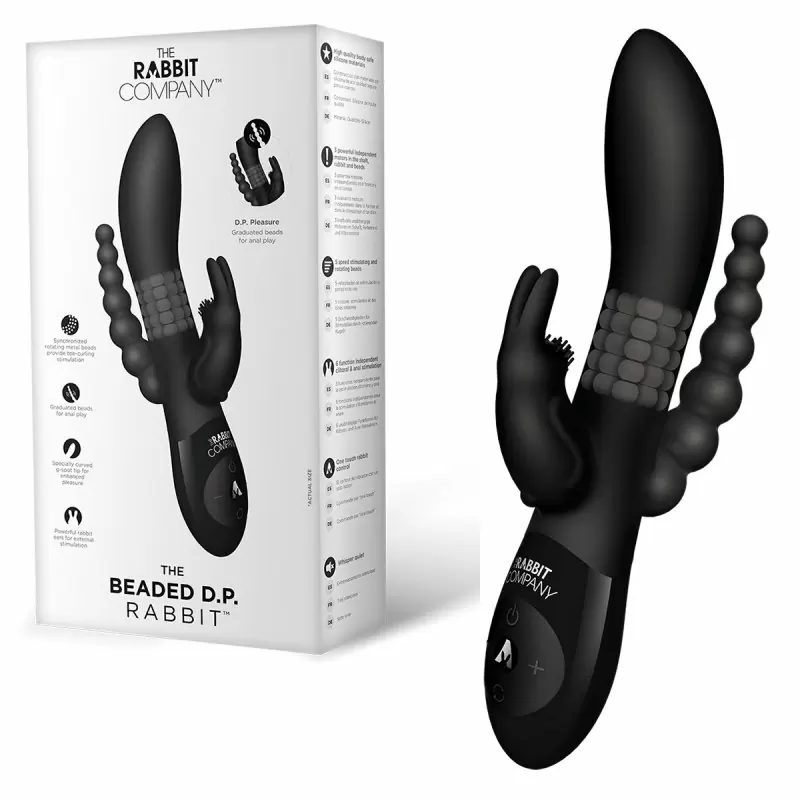 Ротационный вибромассажёр с двойным проникновением The Rabbit Company Beaded Dp Rabbit Black – чёрный