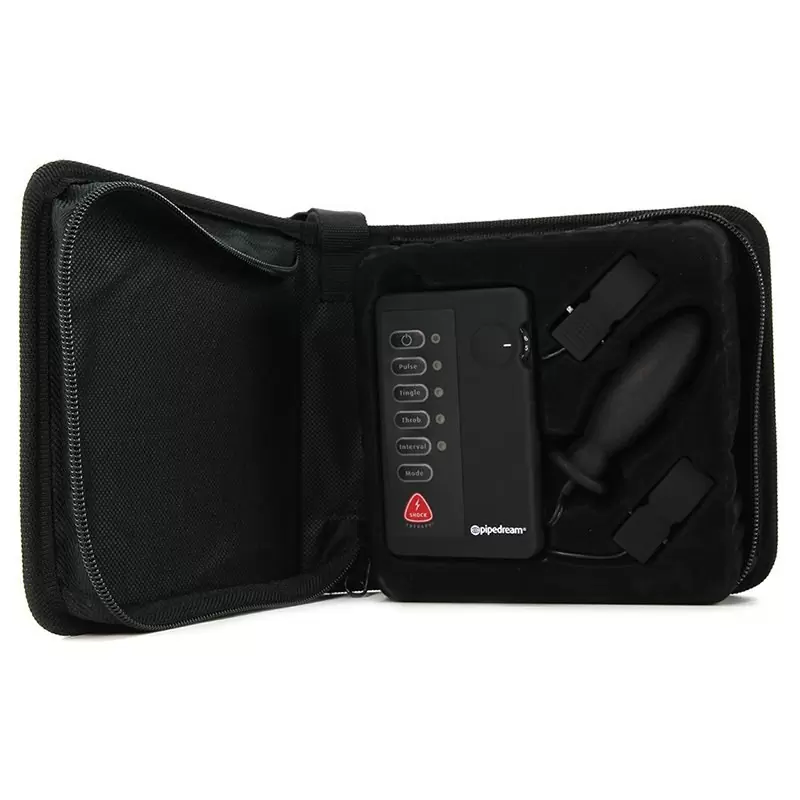 Набор электростимуляторов Shock Therapy анальная пробка и зажимы на соски – черный