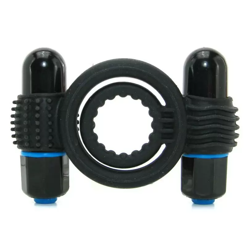 Двойное эрекционное кольцо с вибрацией OptiMALE Vibrating Double C-Ring – черный
