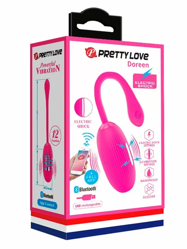 Интерактивное виброяйцо Pretty Love Doreen с электростимуляцией, управлением через приложение, 19 см, силикон, фуксия