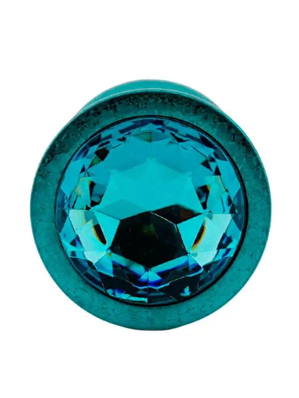 Голубая алюминиевая анальная пробка с кристаллом Medium