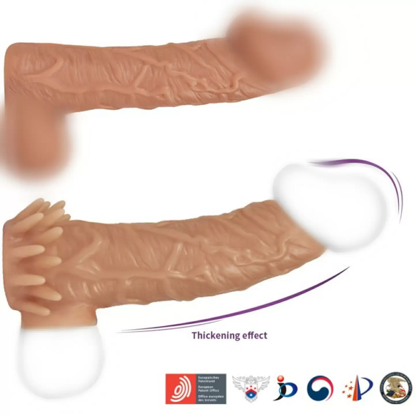 Реалистичная насадка с усиками и подхватом мошонки с открытой головкой, размер M