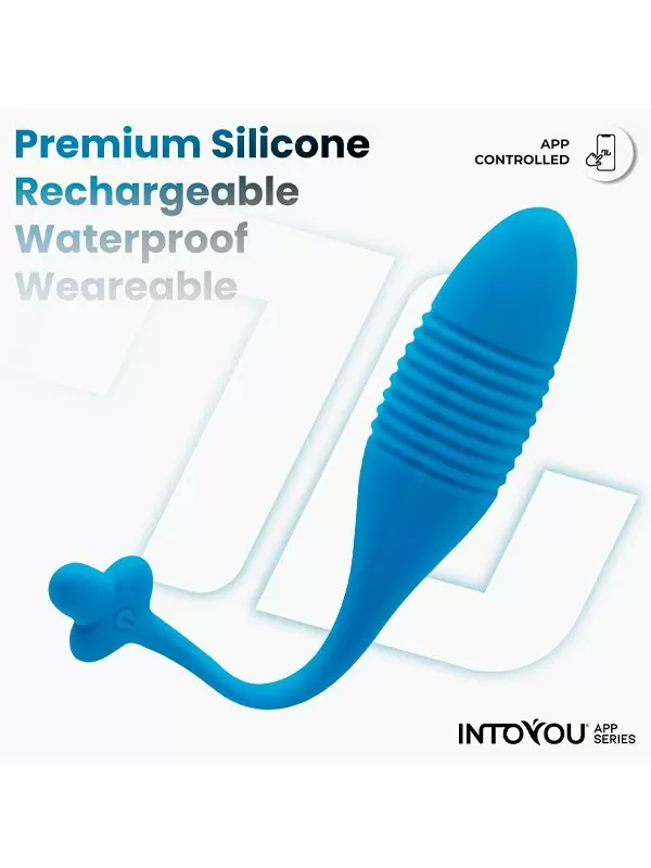 Интерактивное виброяйцо LoveCherry Thrusting Egg, 20,5 см, 8 режимов, с поступательными движениями, силикон, синий