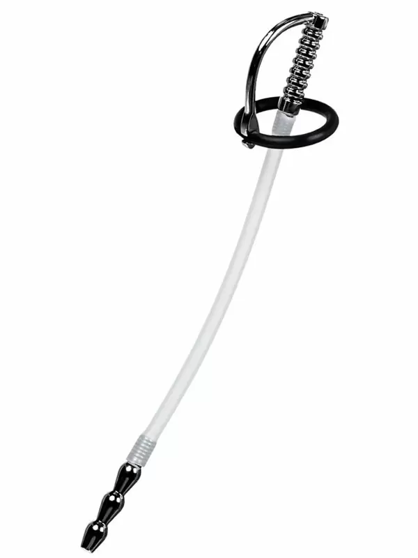 Уретральный катетер TOYFA Metal со сменными фиксирующими кольцами – серебристый