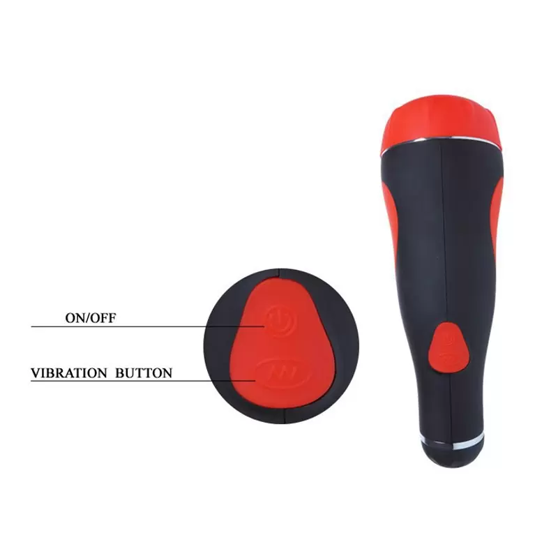 Вибромастурбатор вагина в тубе The Young Cyclone на присоске – черный с красным