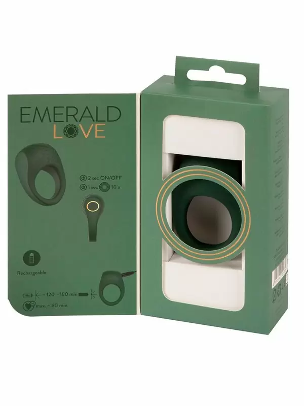 Эрекционное виброкольцо Emerald Love Luxurious, 10 режимов, диаметр 3 см, зеленый
