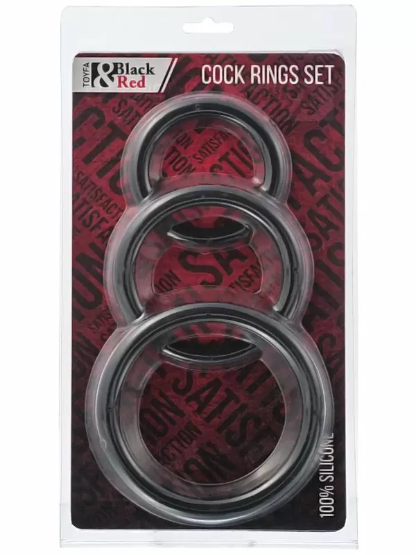 Набор эрекционных колец TOYFA Black&Red – черный