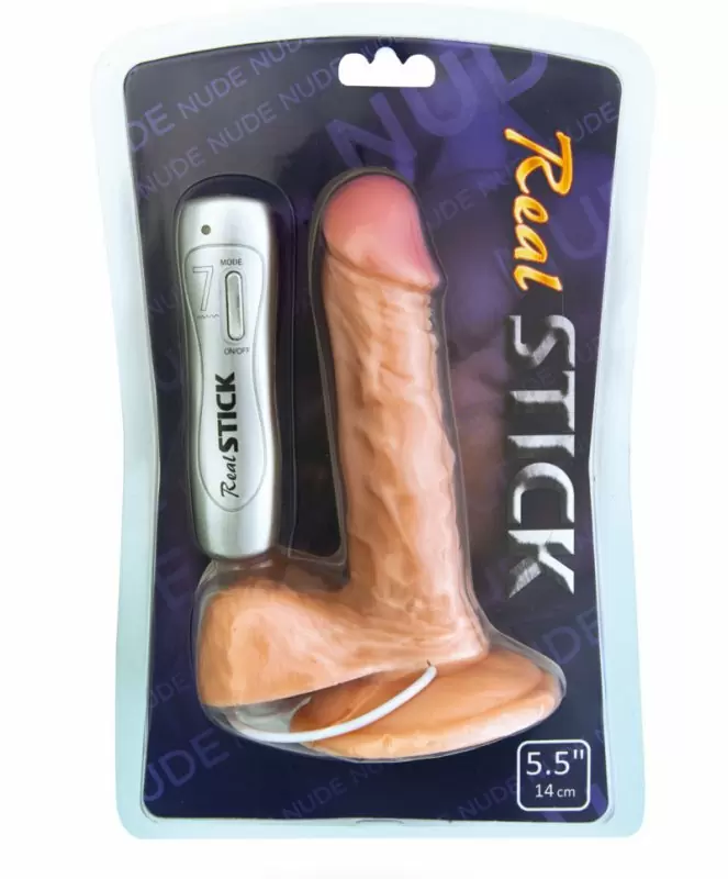 Виброреалистик с мошонкой TOYFA RealStick Nude 5,5” на присоске – телесный