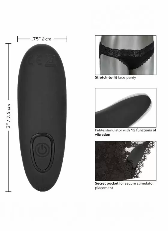 Трусики с вибратором для стимуляции клитора Remote Control Panty Set L/XL: 12 режимов работы, АБС/силикон