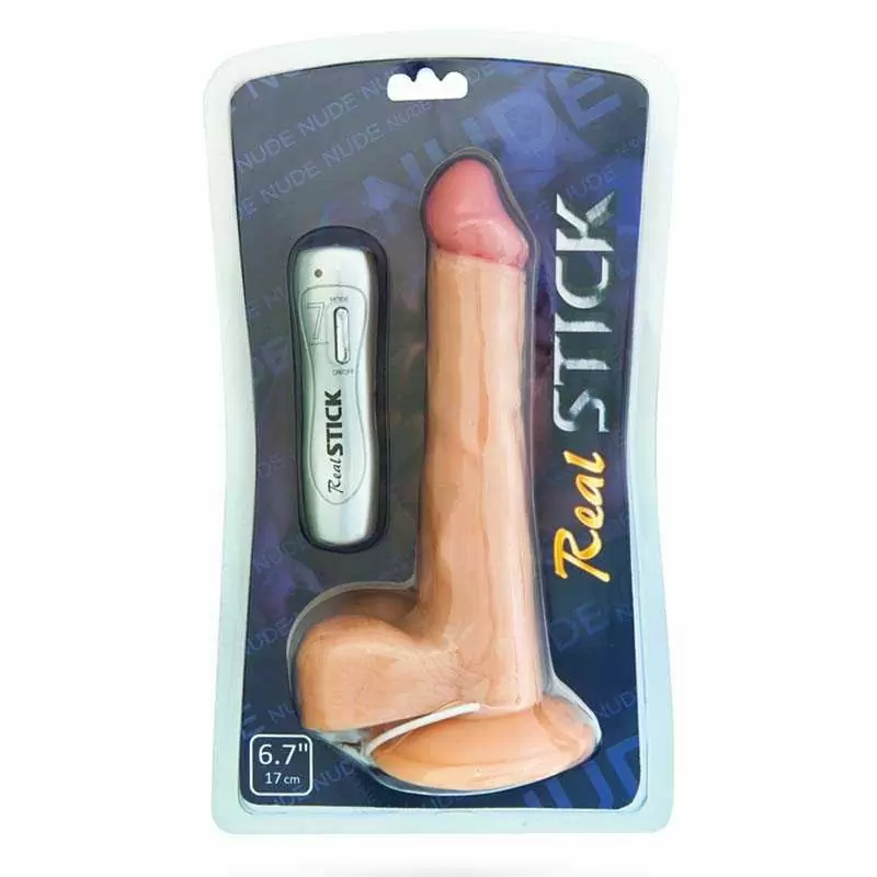 Виброреалистик с мошонкой TOYFA RealStick Nude 6,7” на присоске – телесный