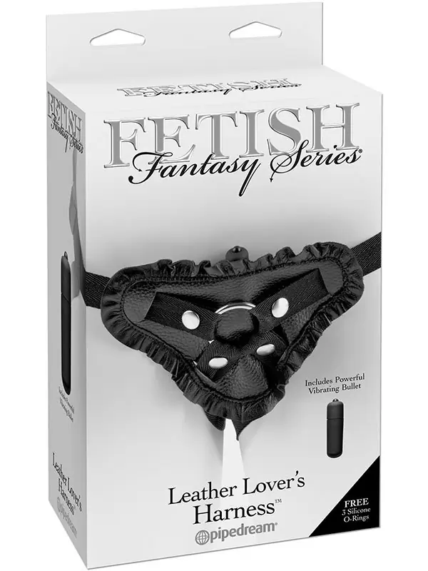 Страпон-трусики с вибрацией Leather Lover's Harness кожаные