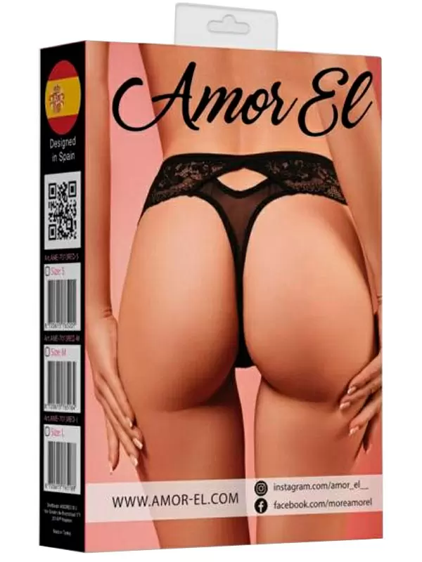 Черные ажурные трусики-танго с вырезами, размер S