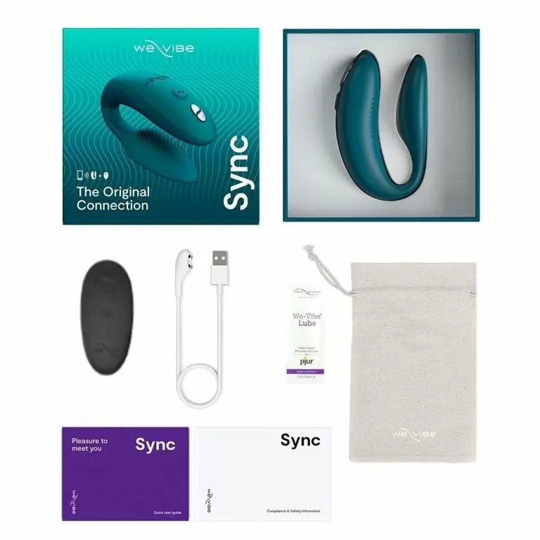 Вибратор для пар We-Vibe Sync 2, с пультом Д/У, 7 см, зеленый вельвет