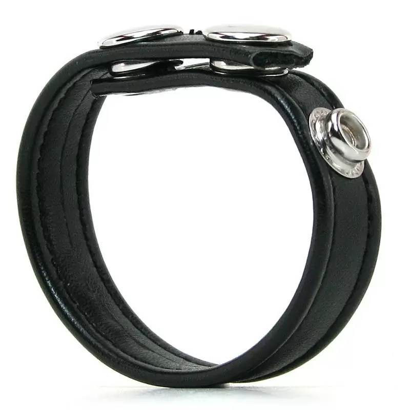 Кольцо на пенис из искусственной кожи Snap Cock Ring на заклепках – черный