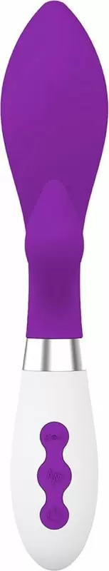 Изогнутый вибратор-кролик Achelois, 21,7 см, 10 скоростей, фиолетовый с белым