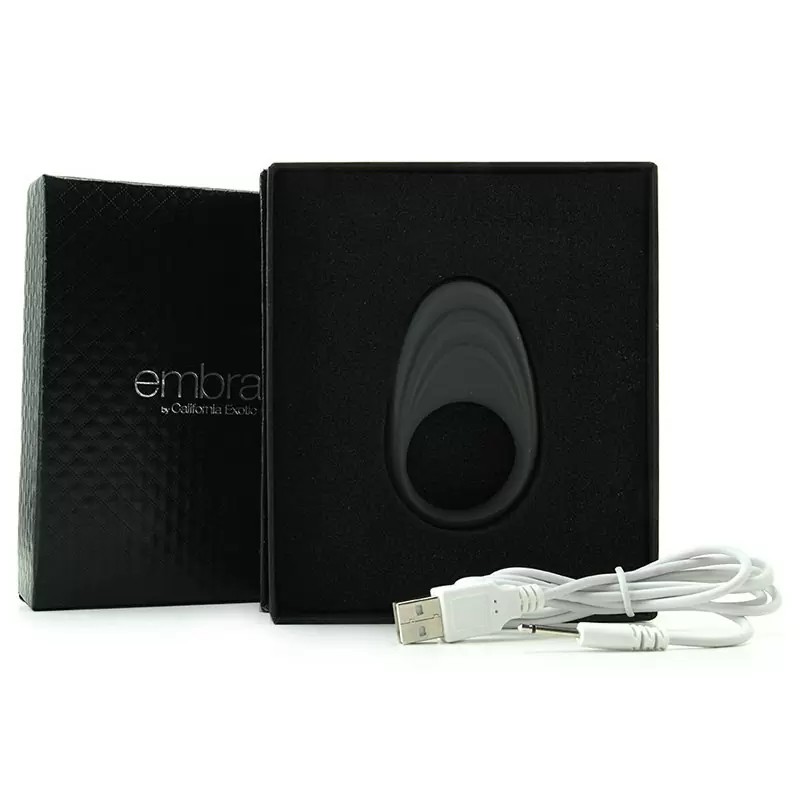 Эрекционное кольцо Embrace Pleasure Ring перезаряжаемое – серое