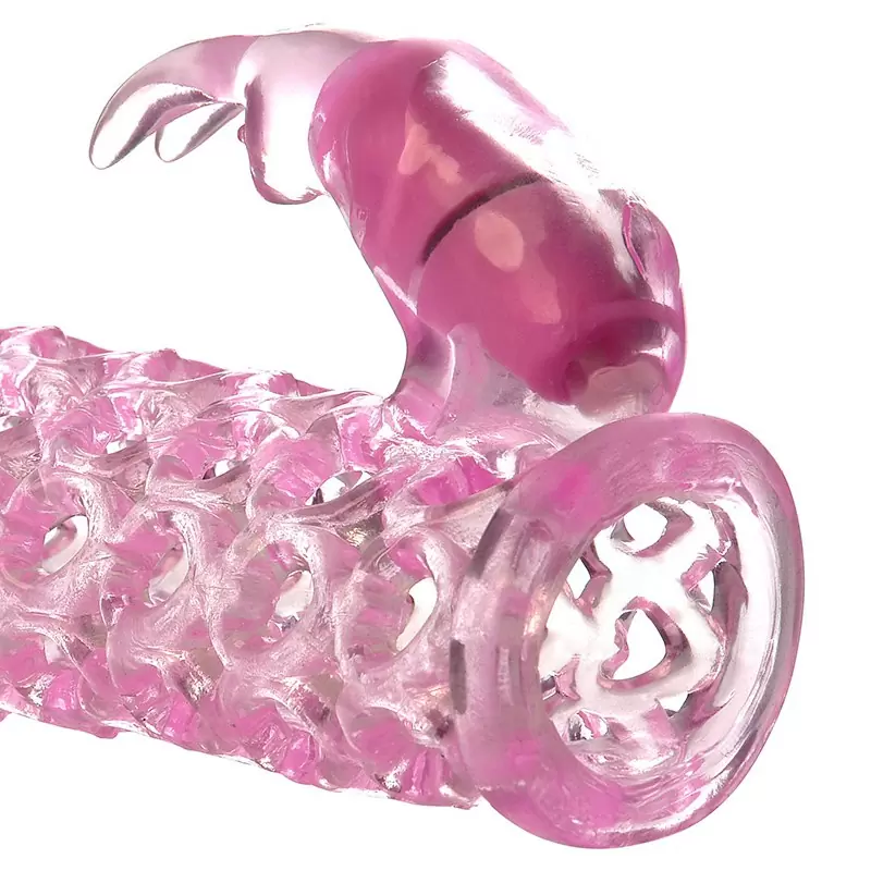 Удлиняющая насадка со стимулятором клитора Vibrating Couples Cage – розовая	