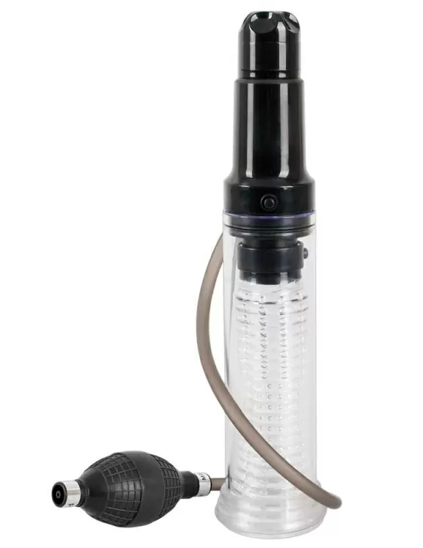 Нереалистичная вибропомпа-мастурбатор Orion Vibrating Multi Pump &amp Masturbator, 34 см, 5 скоростей, черный с прозрачным