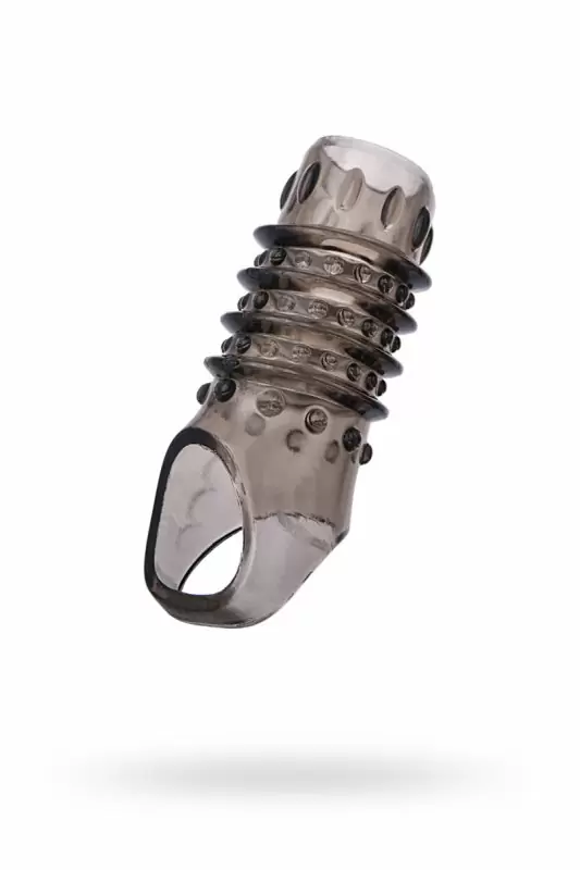 Открытая увеличивающая насадка на пенис TOYFA XLover с подхватом мошонки – серый