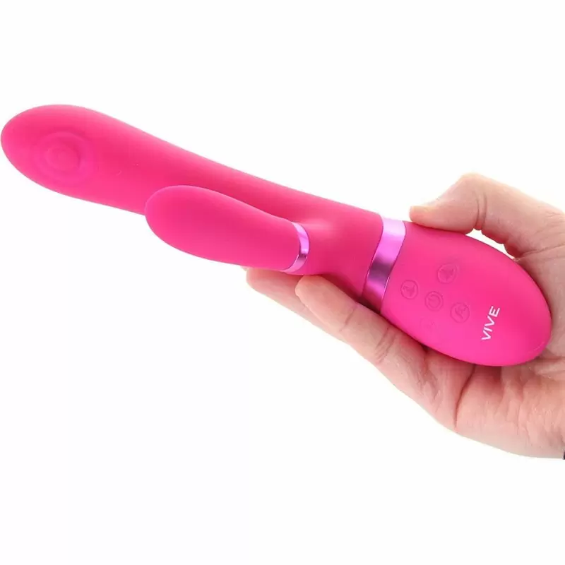 Универсальный вибратор-кролик Etsu, 4 насадки, 22,3 см, силикон, фуксия