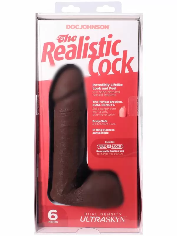 Реалистичный фаллоимитатор Realistic Cock Vac-U-Lock, с мошонкой, 20 см, коричневый