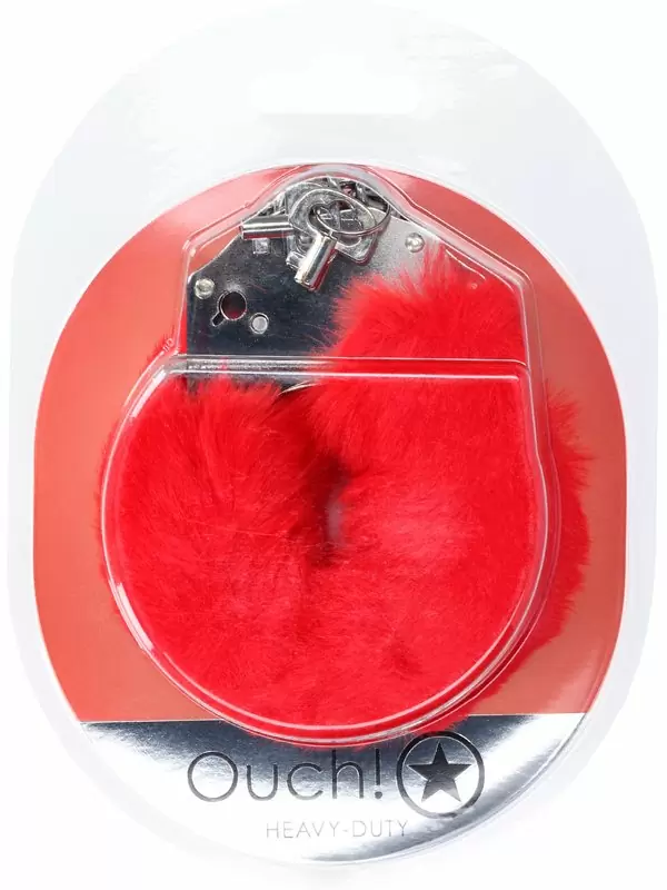 Элегантные наручники Heavy-duty Fluffy Handcuffs, 24,2 см, красный