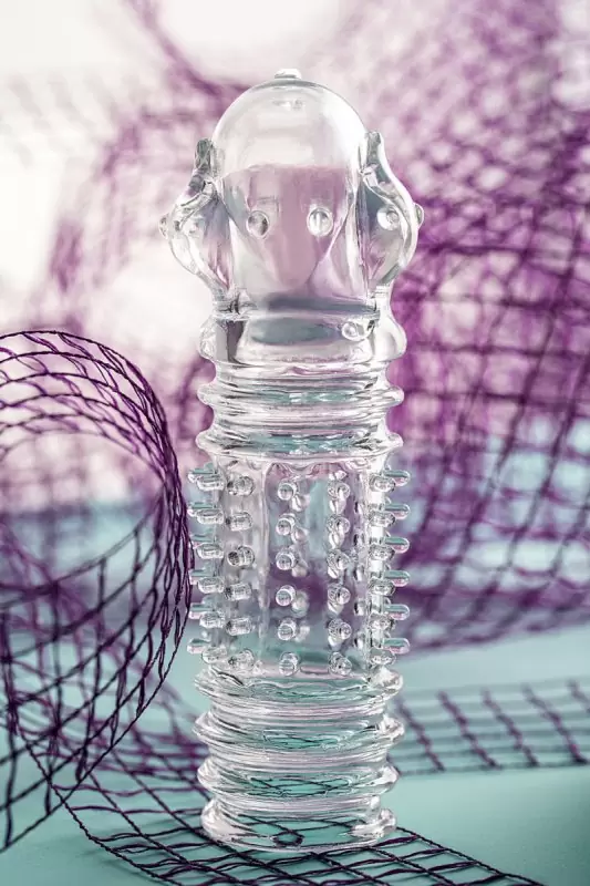 Увеличивающая текстурированная насадка на пенис TOYFA A-Toys – прозрачный