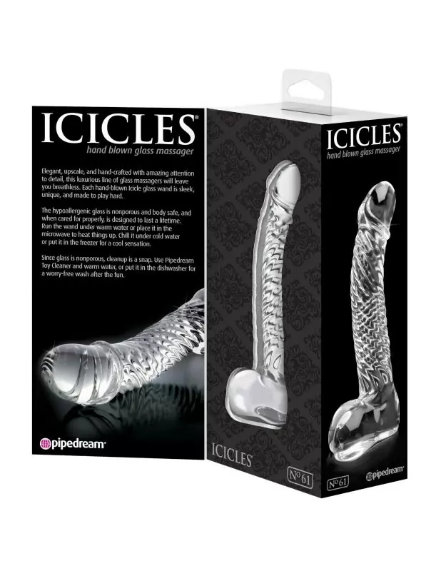 Реалистичный фаллоимитатор Icicles No. 61 из стекла – прозрачный