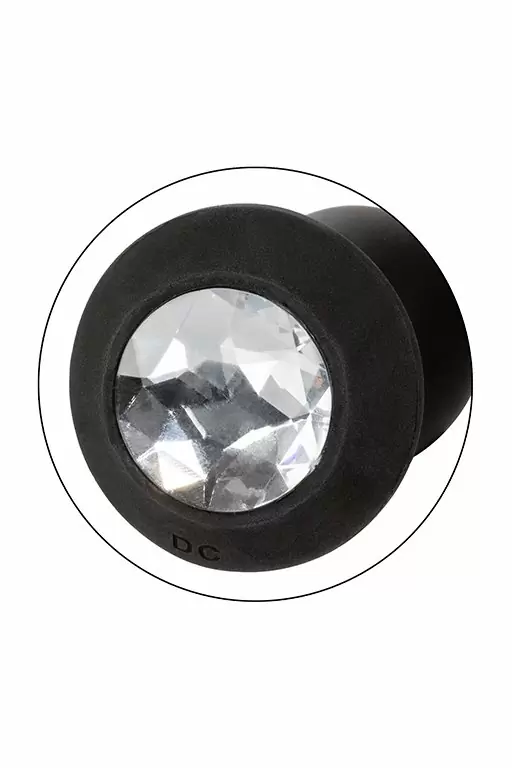 Анальная вибропробка California Power Gem, с белым кристаллом, 9,5 см, 10 режимов, силикон, черный