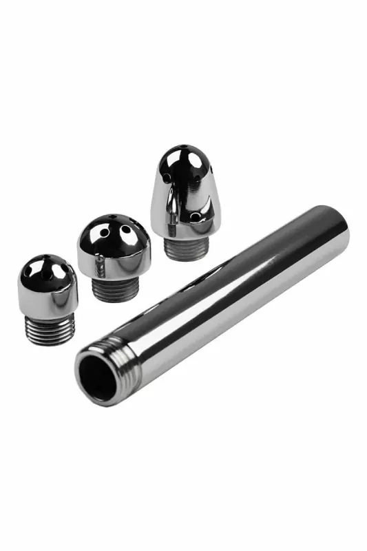 Металлический анальный душ с тремя насадками, TOYFA Metal – серебристый 